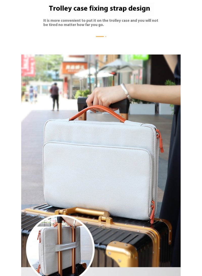 Laptop Bag (14.1 and 15.4) inch, 180° Degree Opening And Closing, Large Capacity Storage, Drop proof And Waterproof Simple Business Computer Bag for Men & Women 39*28*4.5 CM - Light Grey