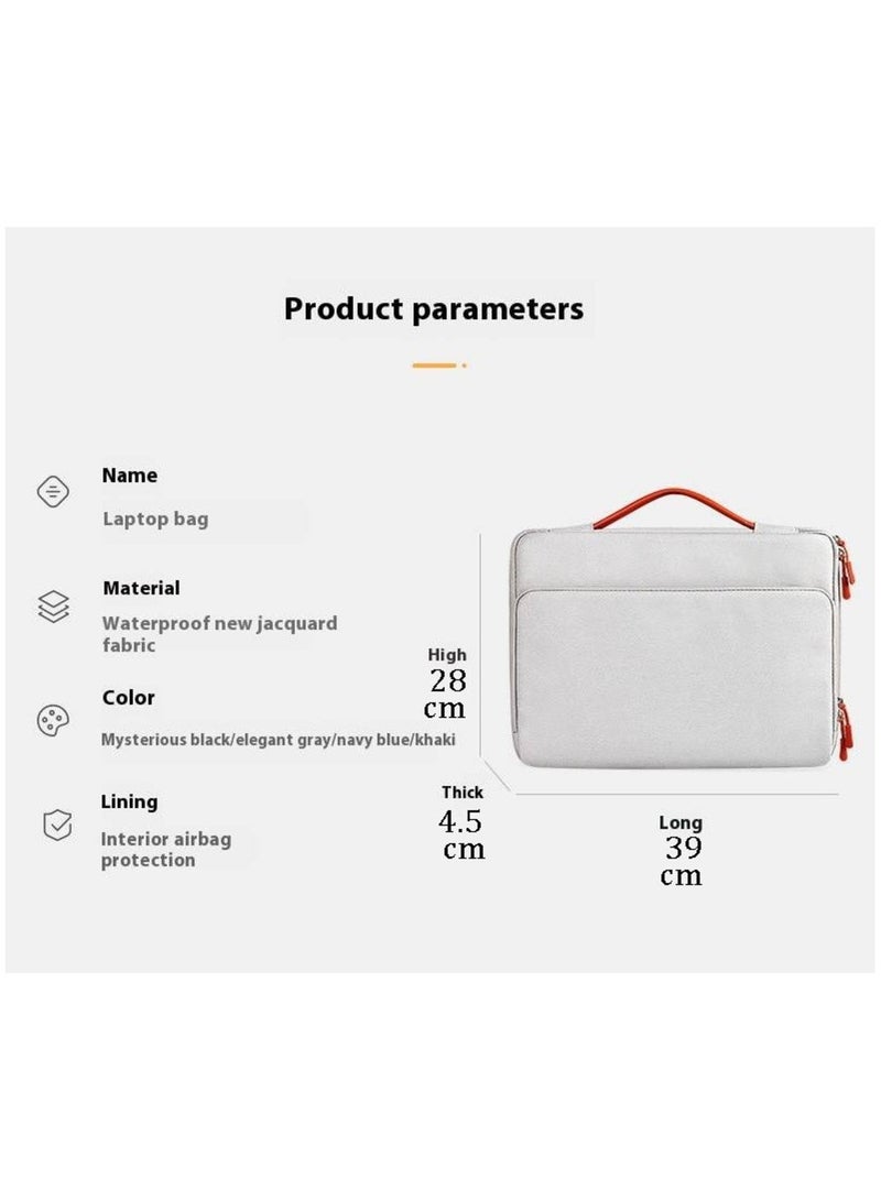 Laptop Bag (14.1 and 15.4) inch, 180° Degree Opening And Closing, Large Capacity Storage, Drop proof And Waterproof Simple Business Computer Bag for Men & Women 39*28*4.5 CM - Light Grey