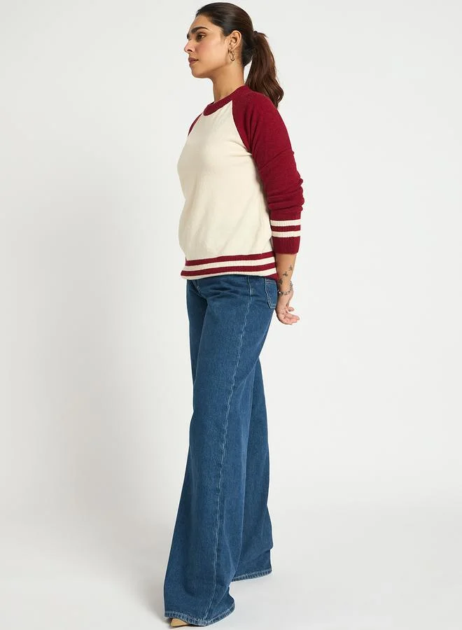 Femmella  Color Block Raglan Sleeve Sweater for Women | Best Price UAE