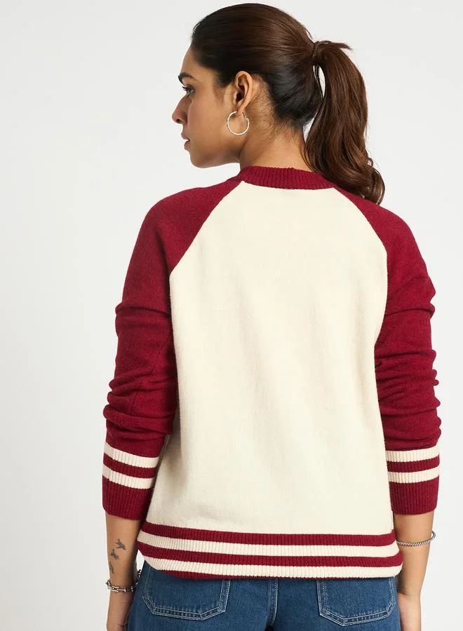Femmella  Color Block Raglan Sleeve Sweater for Women | Best Price UAE