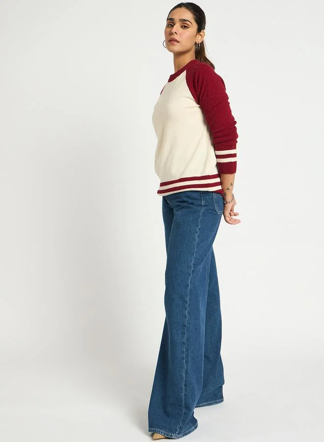 Femmella  Color Block Raglan Sleeve Sweater for Women | Best Price UAE
