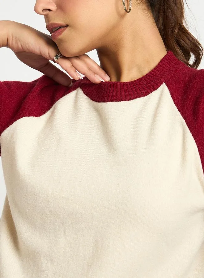 Femmella  Color Block Raglan Sleeve Sweater for Women | Best Price UAE
