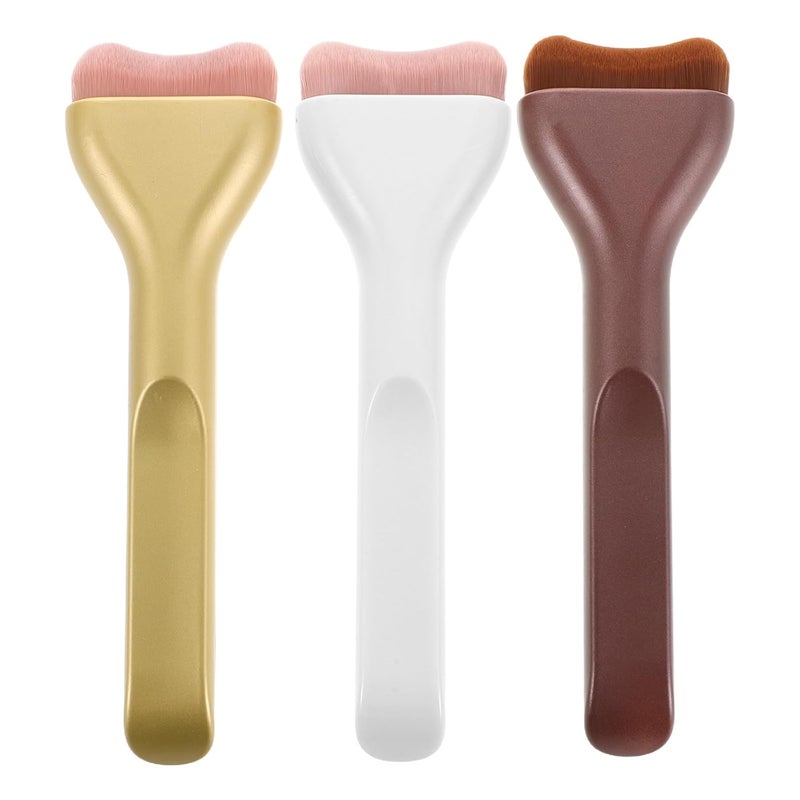 ibasenice 3pcs Flat Foundation Brush: Liquid Makeup Applicator - Bronzer Highlighter Brush Even Application and Blending Makeup for Women Lady - Image 1