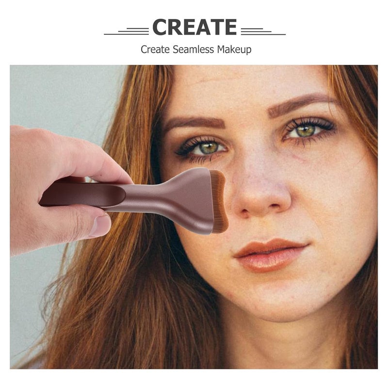 ibasenice 3pcs Flat Foundation Brush: Liquid Makeup Applicator - Bronzer Highlighter Brush Even Application and Blending Makeup for Women Lady - Image 5