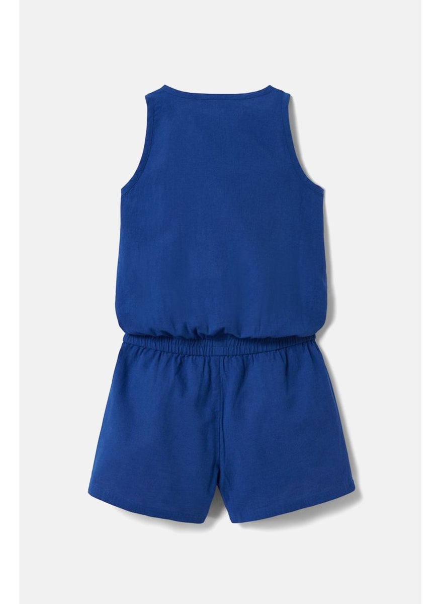 Tchibo - Kids Girl Plain Button Front Rompers, Blue - Image 1