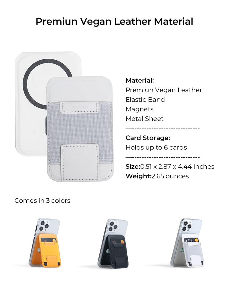 ergomi Mag-Safe Wallet Magnetic Wallet for iPhone 16/15/14/13/12, Magnetic Card Holder with Adjustable Stand, Vegan Leather Slim Phone Wallet, Strong Magnets, 3 Card Slots, Black - Image 5