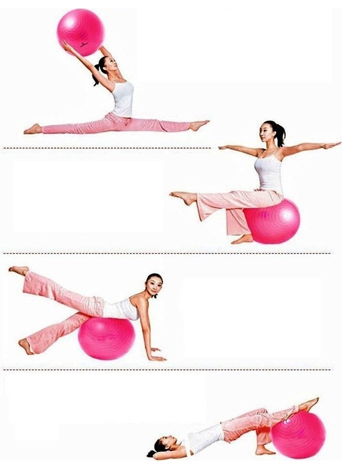 BioTech Pink Pilates Ball - 65 cm Yoga Ball with Pump Gift Gym Balance Ball Durable Fitness Ball  - Image 2