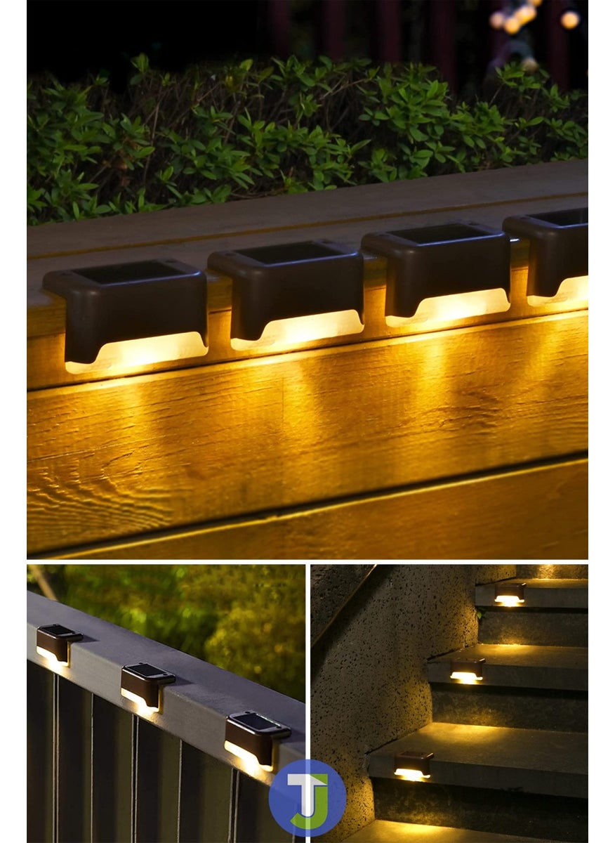 Technojet - مصباح حديقة LED شمسي قابل لإعادة الشحن ضوء أصفر بزاوية درج أسود (1 قطعة) - Image 1