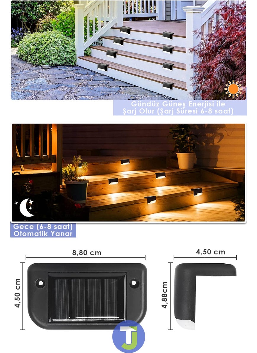 Technojet - مصباح حديقة LED شمسي قابل لإعادة الشحن ضوء أصفر بزاوية درج أسود (1 قطعة) - Image 1