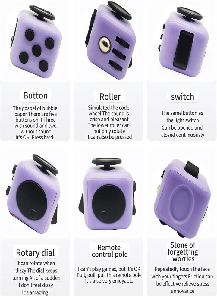 Generic - Stress Relief Toys, Cube Sensory Toys, Anti-Anxiety Toys for Kids and Adults to Relieve Stress (Purple 2PS) - Image 1