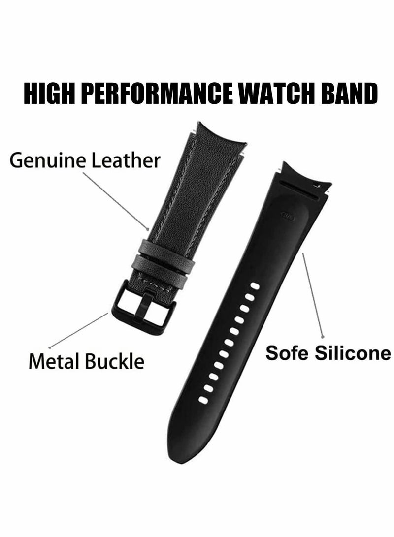 Leather Watch Band for Galaxy 4/4 Classic 42mm/46mm, 2 Pcs 20mm Quick Release Strap - Image 2