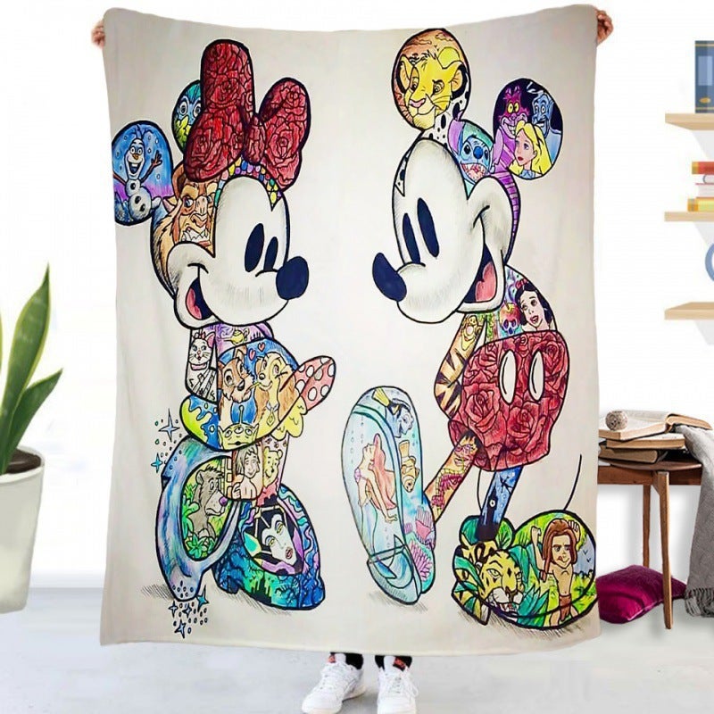 E-Commerce Digital Printing Soft Plush Blanket Mickey Mouse Cartoon Small Throw Blanket Air Conditioning Blanket Sofa Blanket - Image 1