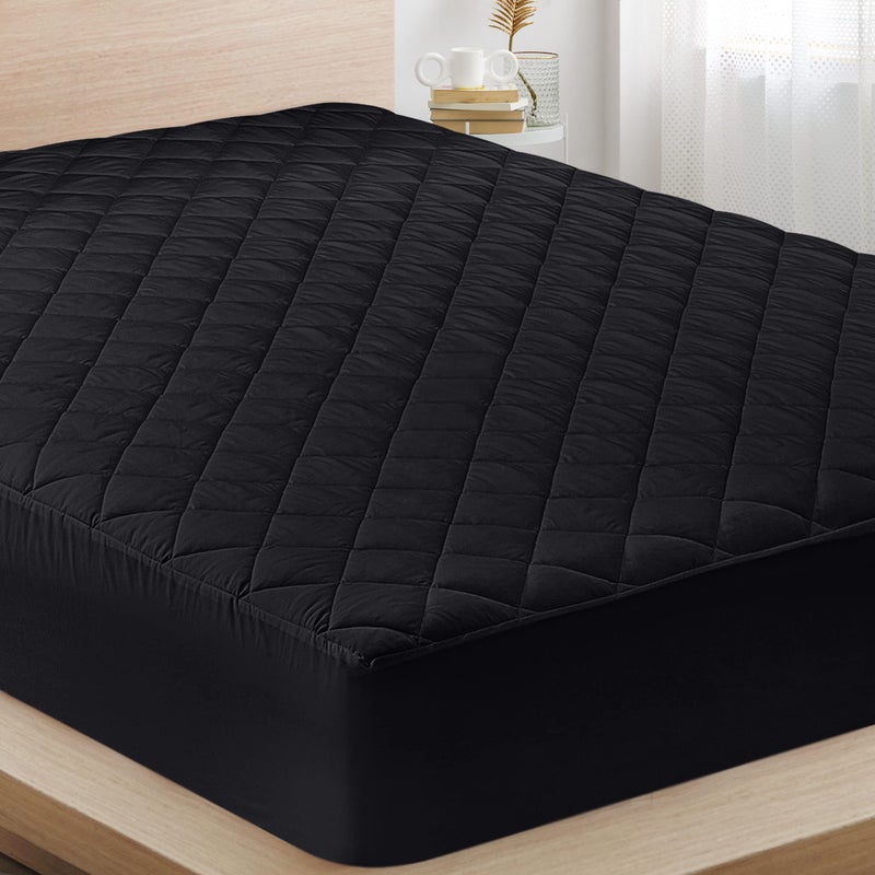 Utopia Bedding Quilted Fitted Mattress Pad, King Size, Elastic Fitted Mattress Topper Protector and Cover with Deep Pocket Stretches up to 16 Inches, Machine Washable (Black) - Image 1