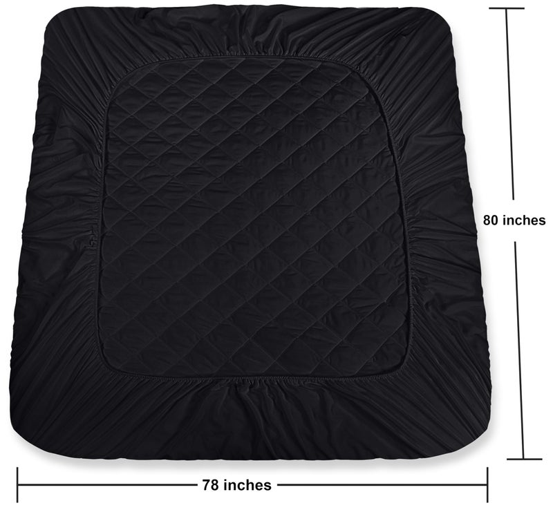 Utopia Bedding Quilted Fitted Mattress Pad, King Size, Elastic Fitted Mattress Topper Protector and Cover with Deep Pocket Stretches up to 16 Inches, Machine Washable (Black) - Image 4