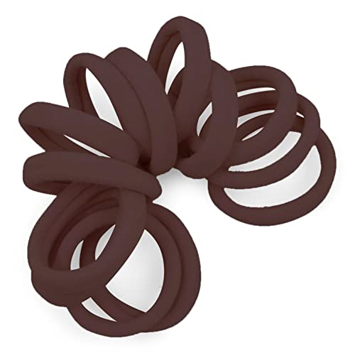 Cyndibands Seamless Hair Ties Dark Brown Gentle Hair Ties No Damage Standard Size 15 Inch Soft and Stretchy Nylon Fabric Ponytail Holders 12 Count - Image 2