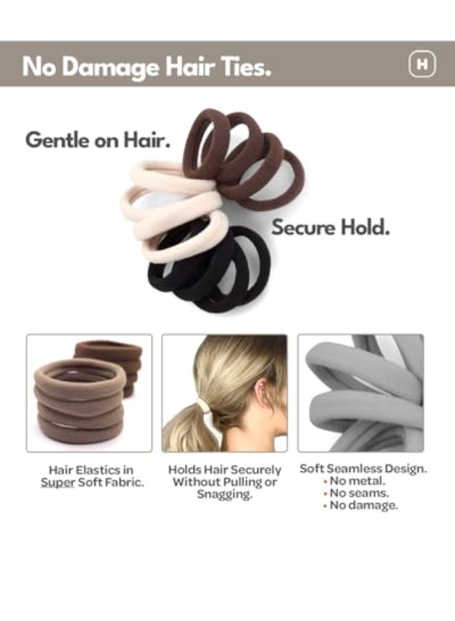 Cyndibands Seamless Hair Ties Dark Brown Gentle Hair Ties No Damage Standard Size 15 Inch Soft and Stretchy Nylon Fabric Ponytail Holders 12 Count - Image 4