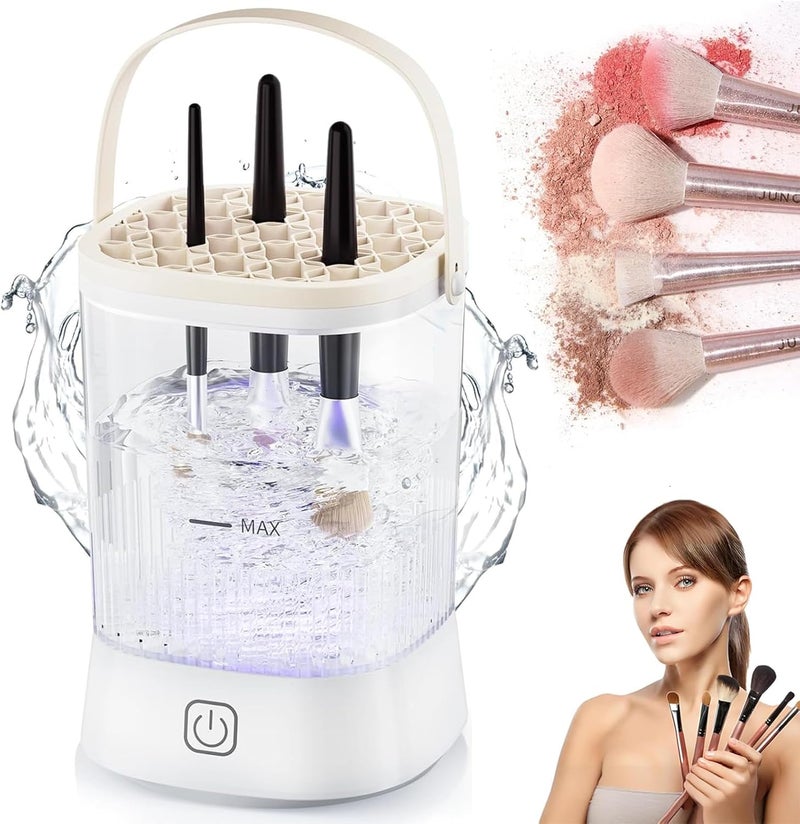 Angju Electric Makeup Brush Cleaner Machine,3-in-1 USB Automatic Make up Brushes Cleaner,Quick Wash in Seconds Cosmetic Brushes Cleaning Tools,Make up Brush Cleaner Set for Cleaning and Drying - Image 1