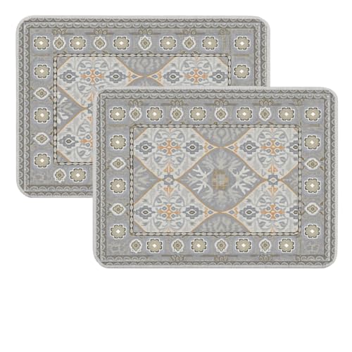 Homitecture Anti Slip Front Monsoon Doormat (37x57cm)| Living Room Rug |Polypropylene Floor Mat for Home|Essential Small Rug for Office, Bedroom & Kitchen|-Pack of 2, Rectangular (Grey) - Image 1