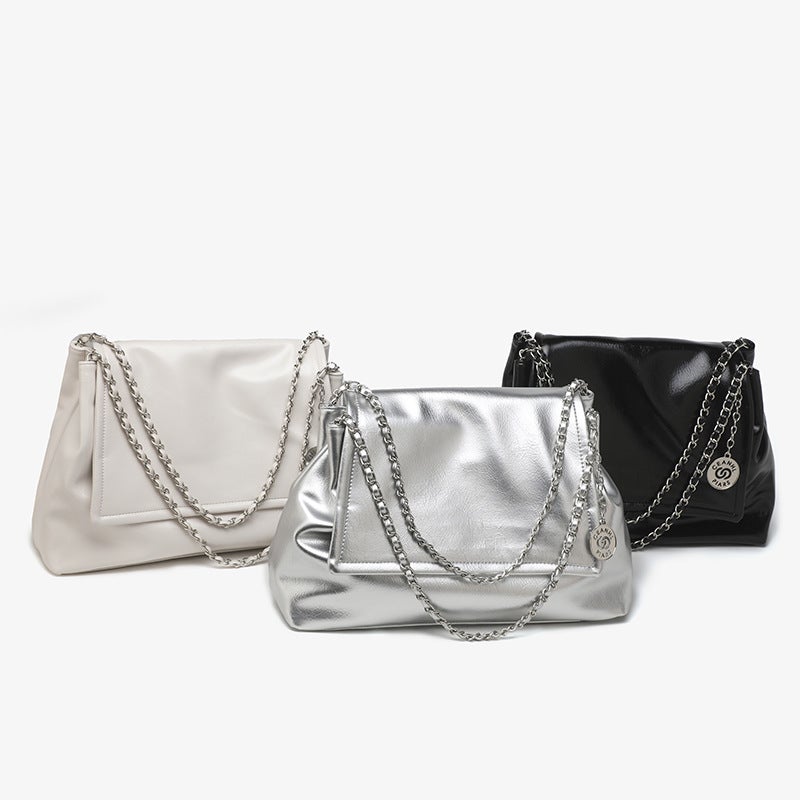 Large Capacity Bag Women'S New Fashion Silver Tote Bag Korean Fashionable Shoulder Chain Bag All-Match Women'S Bag - Image 2