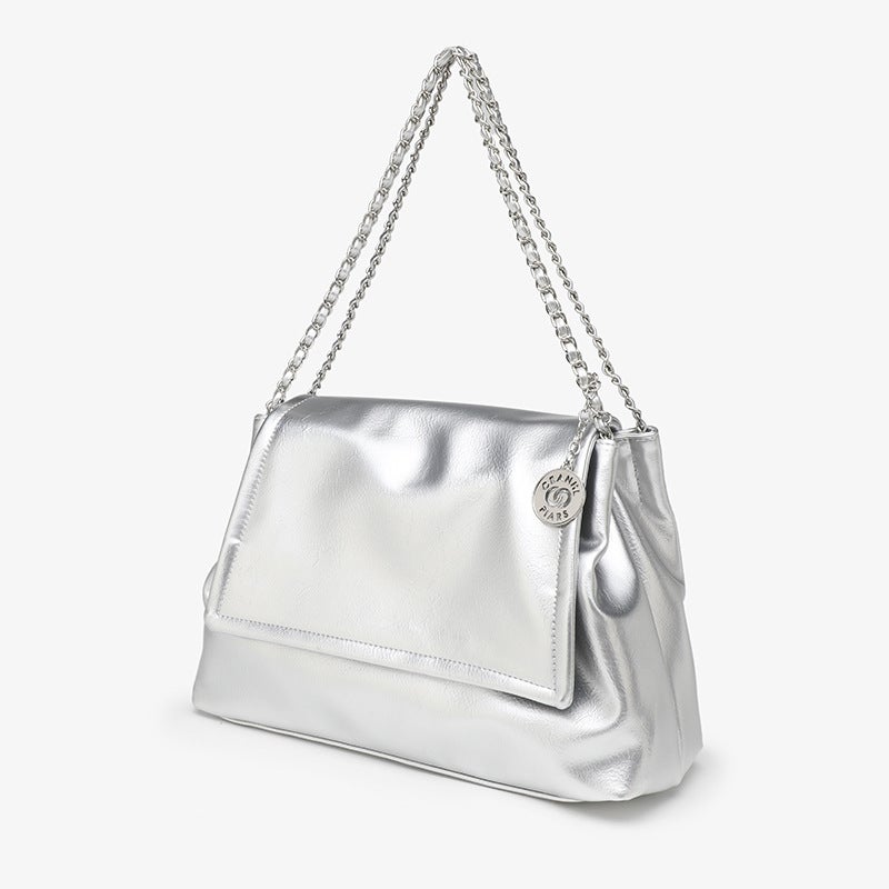 Large Capacity Bag Women'S New Fashion Silver Tote Bag Korean Fashionable Shoulder Chain Bag All-Match Women'S Bag - Image 5