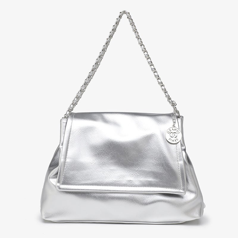 Large Capacity Bag Women'S New Fashion Silver Tote Bag Korean Fashionable Shoulder Chain Bag All-Match Women'S Bag - Image 4