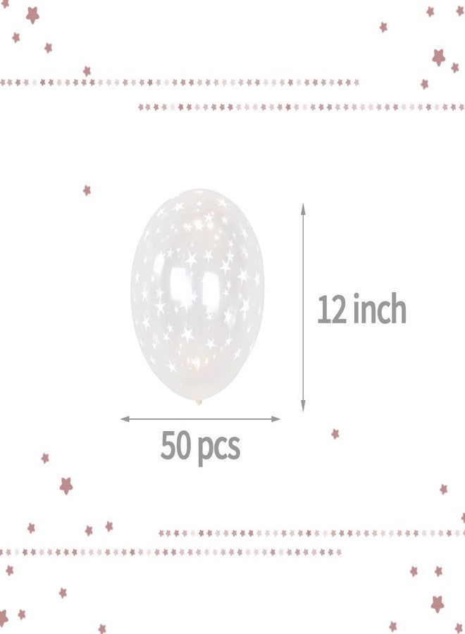 AnnoDeel 50 pcs Clear Star Round Latex Balloons, 12inch Clear Trransparent Balloons for Baby Shower Brithday Wedding Party Balloon decoration - Image 2