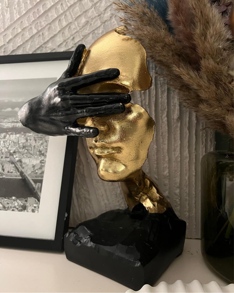 EPTUEGA Thinker Statue-Silence is Gold-Abstract Art Figurine Decor - No Hear No See No Speak Modern Home Resin Sculptures Decorative Objects Decor for Home Office Bookshelf Desktop(12" H) - Image 4