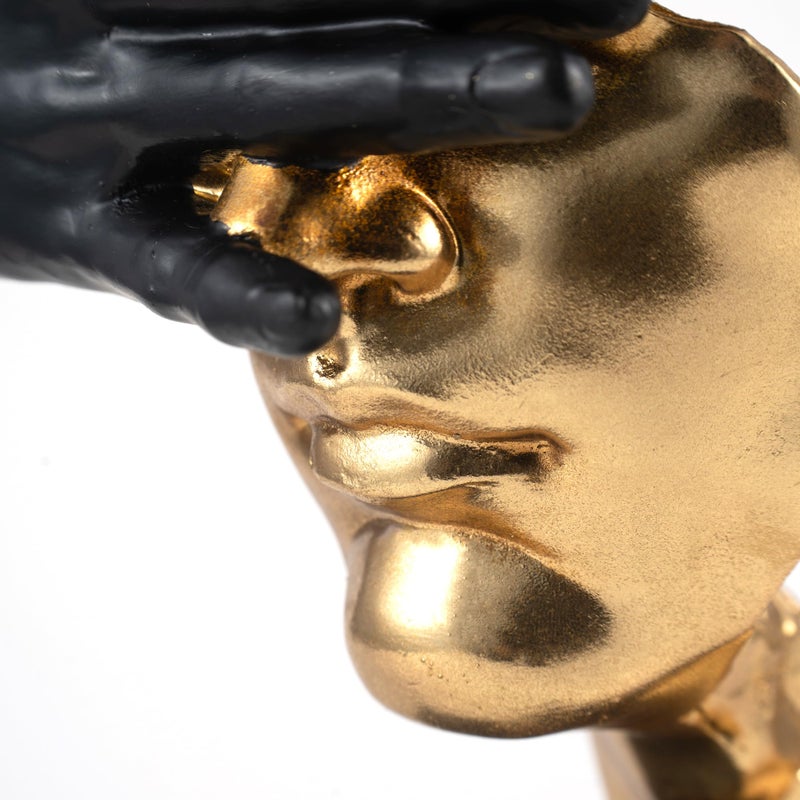 EPTUEGA Thinker Statue-Silence is Gold-Abstract Art Figurine Decor - No Hear No See No Speak Modern Home Resin Sculptures Decorative Objects Decor for Home Office Bookshelf Desktop(12" H) - Image 3