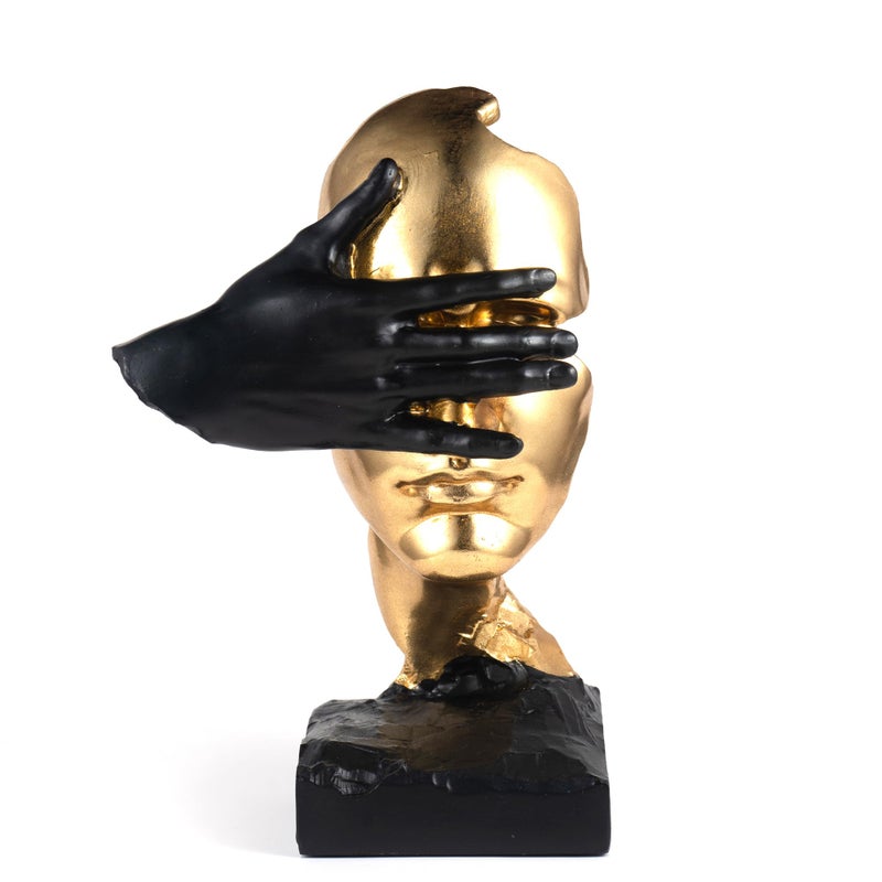 EPTUEGA Thinker Statue-Silence is Gold-Abstract Art Figurine Decor - No Hear No See No Speak Modern Home Resin Sculptures Decorative Objects Decor for Home Office Bookshelf Desktop(12" H) - Image 1