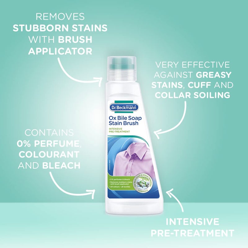 Dr. Beckmann Pre Wash Stain Remover with Brush 250ml | Works 1st Time Against Tough Stains | For all Colours & Textiles | Pack of 2 - Image 1