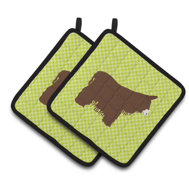 Caroline's Treasures ""Caroline's Treasures Poitou Poiteuin Donkey Green Decorated Pot Holder  7.5"""" x 7.5"""""" 