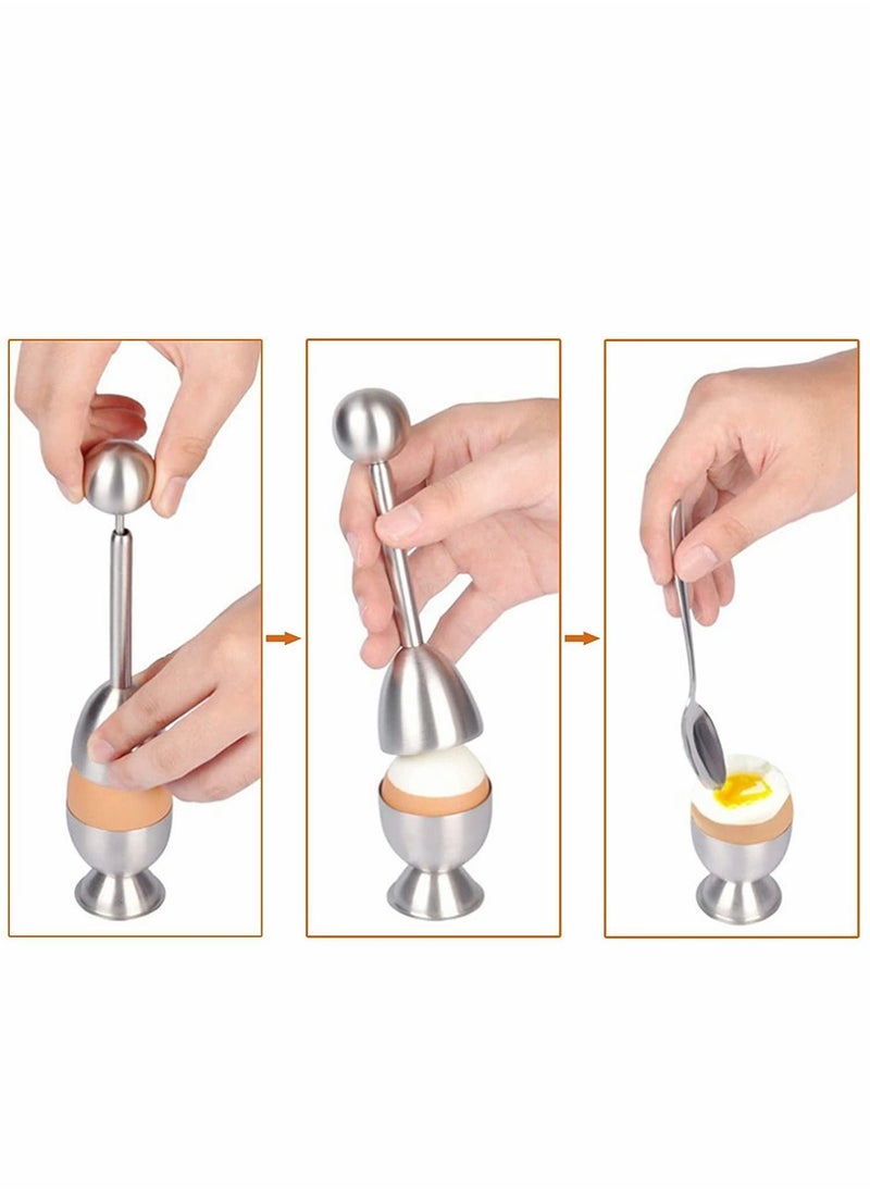 Y&D - Egg Cups, Eggs Opener, Elegant Cups & Cracker Set, Set of 2 Holders, SS Spoons, 1 Topper, Vibration Tool Opener For Hard Soft Boiled, Multipurpose Mini Dishes - Image 1
