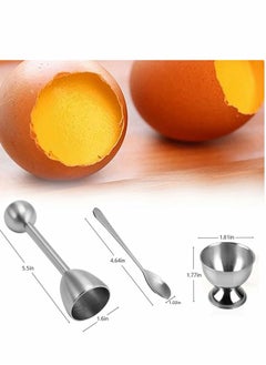 Y&D Egg Cups, Eggs Opener, Elegant Cups & Cracker Set, Set of 2 Holders, SS Spoons, 1 Topper, Vibration Tool Opener For Hard Soft Boiled, Multipurpose Mini Dishes  - Image 2