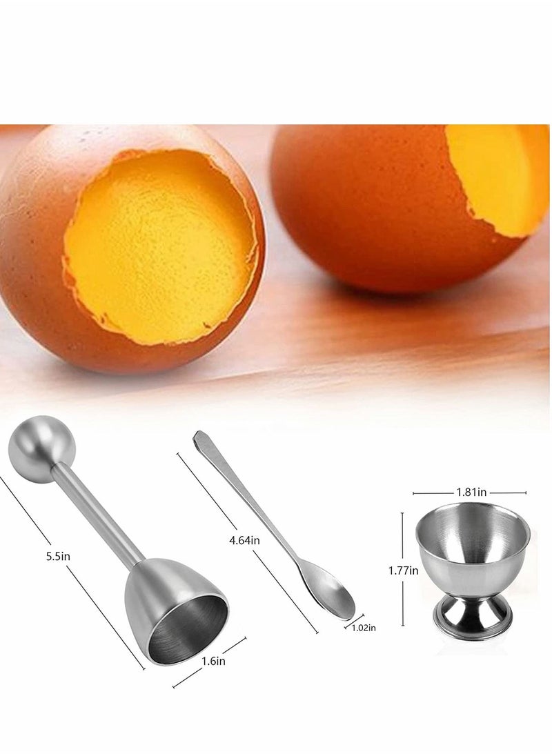 Y&D - Egg Cups, Eggs Opener, Elegant Cups & Cracker Set, Set of 2 Holders, SS Spoons, 1 Topper, Vibration Tool Opener For Hard Soft Boiled, Multipurpose Mini Dishes - Image 1