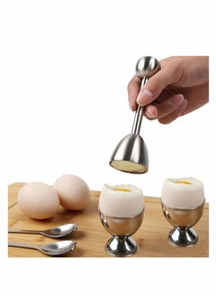 Egg Cups, Eggs Opener, Elegant Cups & Cracker Set, Set of 2 Holders, SS Spoons, 1 Topper, Vibration Tool Opener For Hard Soft Boiled, Multipurpose Mini Dishes