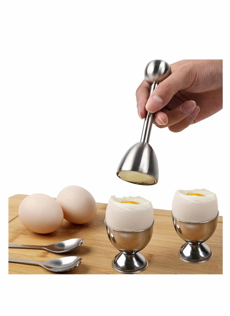 Y&D - Egg Cups, Eggs Opener, Elegant Cups & Cracker Set, Set of 2 Holders, SS Spoons, 1 Topper, Vibration Tool Opener For Hard Soft Boiled, Multipurpose Mini Dishes - Image 1
