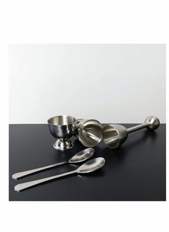 Y&D Egg Cups, Eggs Opener, Elegant Cups & Cracker Set, Set of 2 Holders, SS Spoons, 1 Topper, Vibration Tool Opener For Hard Soft Boiled, Multipurpose Mini Dishes  - Image 3