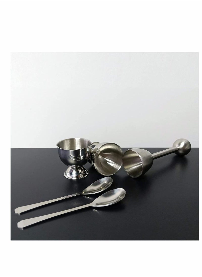 Y&D - Egg Cups, Eggs Opener, Elegant Cups & Cracker Set, Set of 2 Holders, SS Spoons, 1 Topper, Vibration Tool Opener For Hard Soft Boiled, Multipurpose Mini Dishes - Image 1
