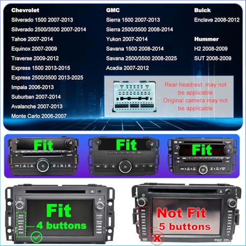 Aitrenlu 5Gwifi Upgrade Car Radio for GMC Sierra Chevy Silverado 1500/2500/3500 2007-2013, Tahoe Yukon 2007-2014, Impala Head Unit 8inch Touch Screen Stereo Apple Carplay Android Auto Bluetooth GPS FM Camera - Image 2