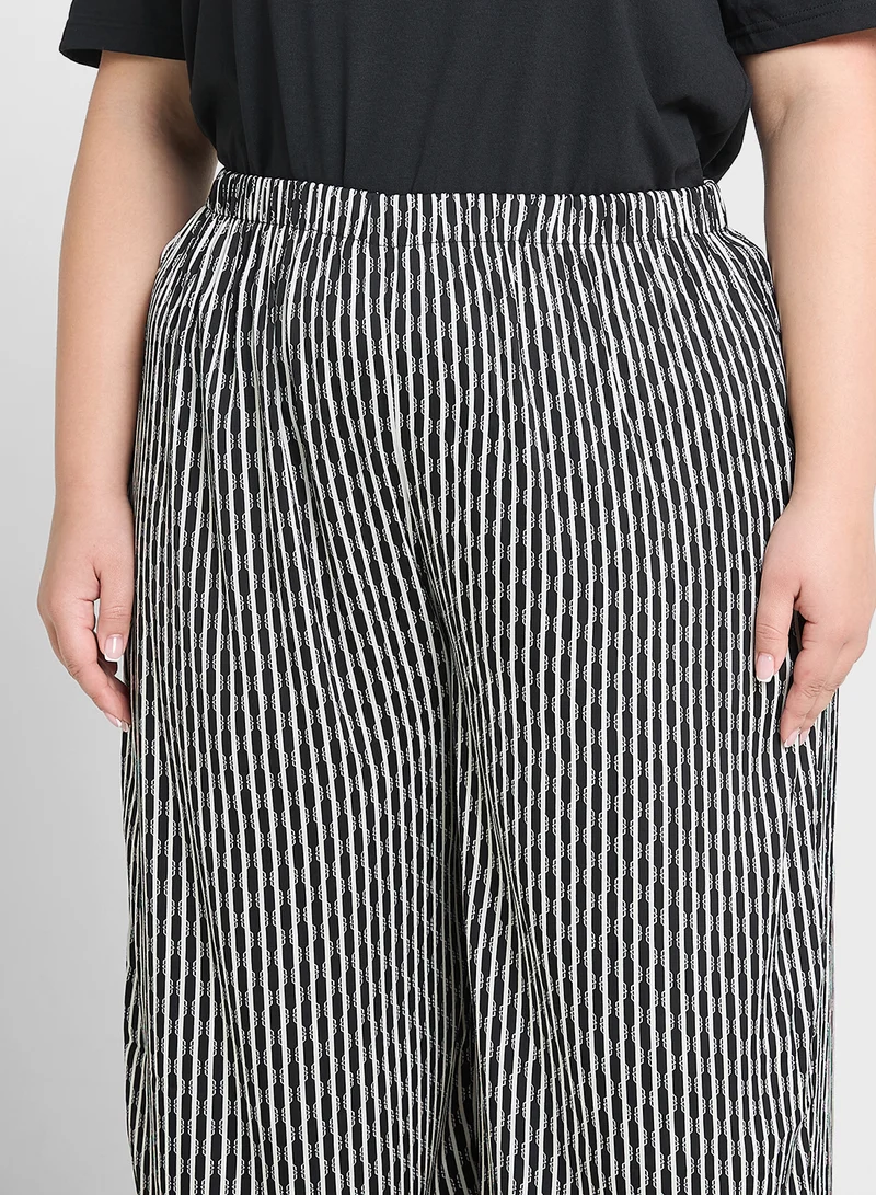 Ginger Plus Elasticised Waist Pin Stripe Pants