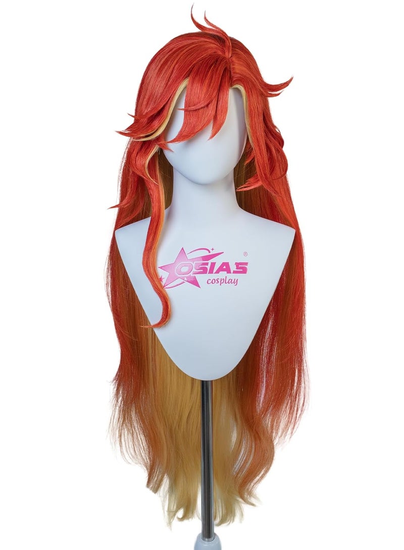 OSIAS Mavuika Wig Long Red to Yellow Gradient Synthetic Heat Resistant Hair - Image 1