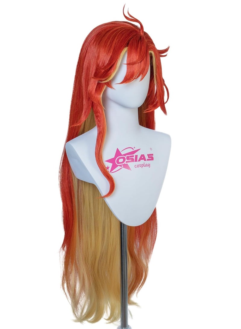 OSIAS Mavuika Wig Long Red to Yellow Gradient Synthetic Heat Resistant Hair - Image 3