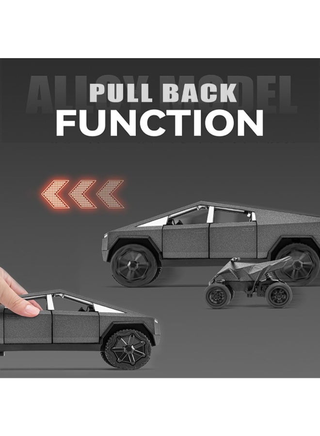 CHE ZHI 1:32 Scale Simulation of Tesla Cybertruck Diecast Pickup Truck Model with Bike & Trailer – Alloy Toy Car with Sound & Light for Kids & Collectors  - Image 2