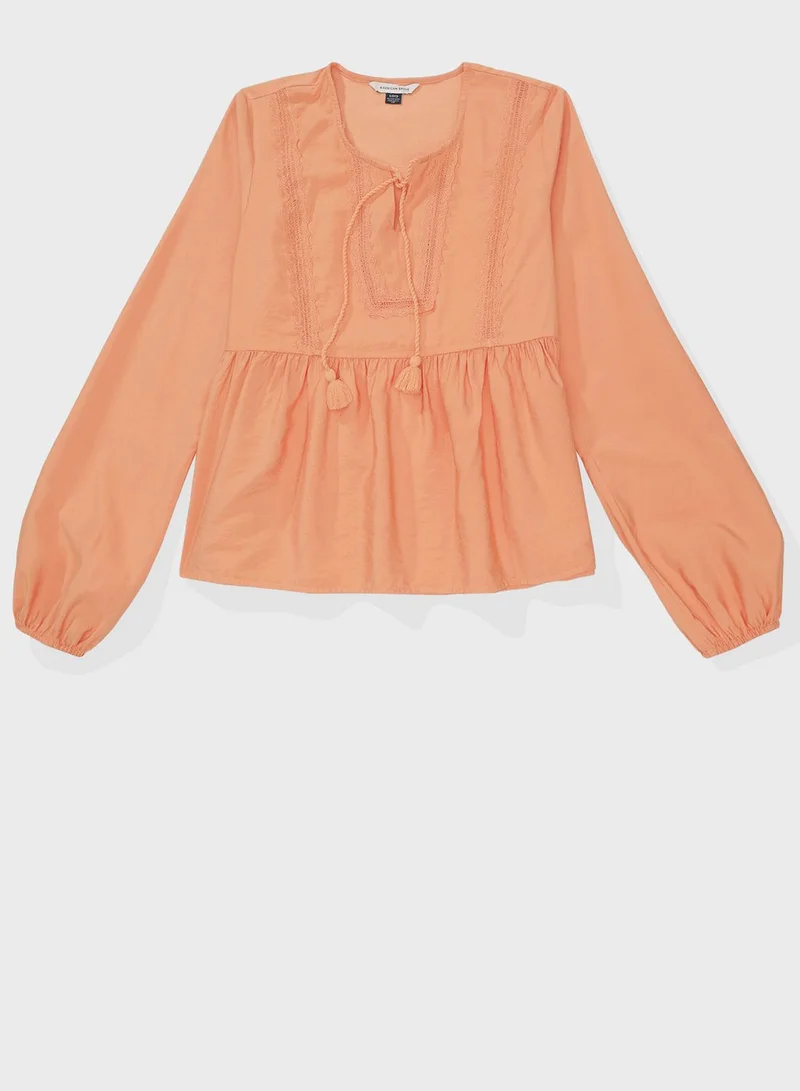 American Eagle Balloon Sleeve Tiered Top