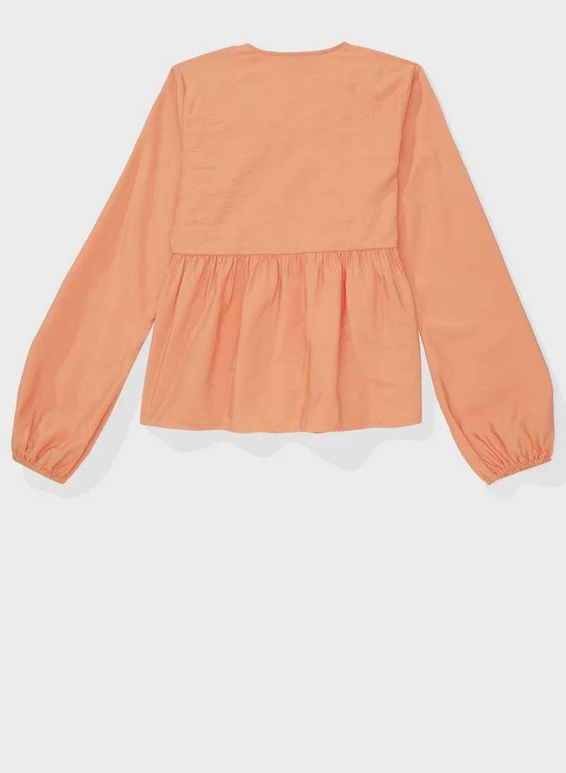 American Eagle Balloon Sleeve Tiered Top