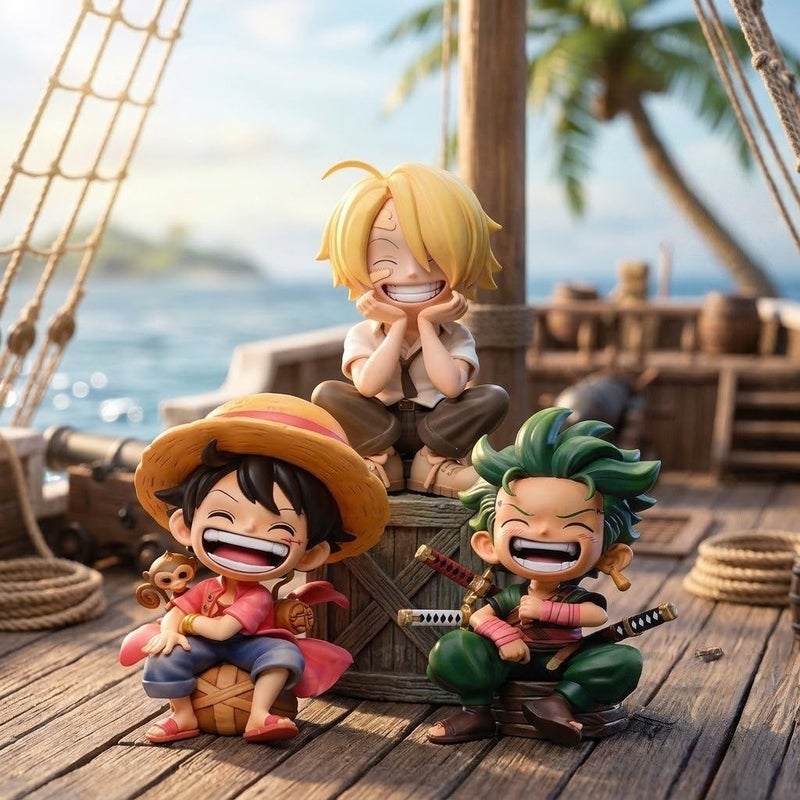 One Piece Chibi Luffy Zoro Sitting Action Figure PVC Toy Gift - Image 3