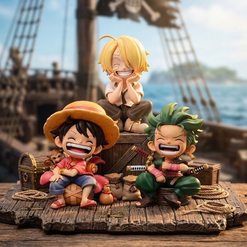 One Piece Chibi Luffy Zoro Sitting Action Figure PVC Toy Gift - Image 1