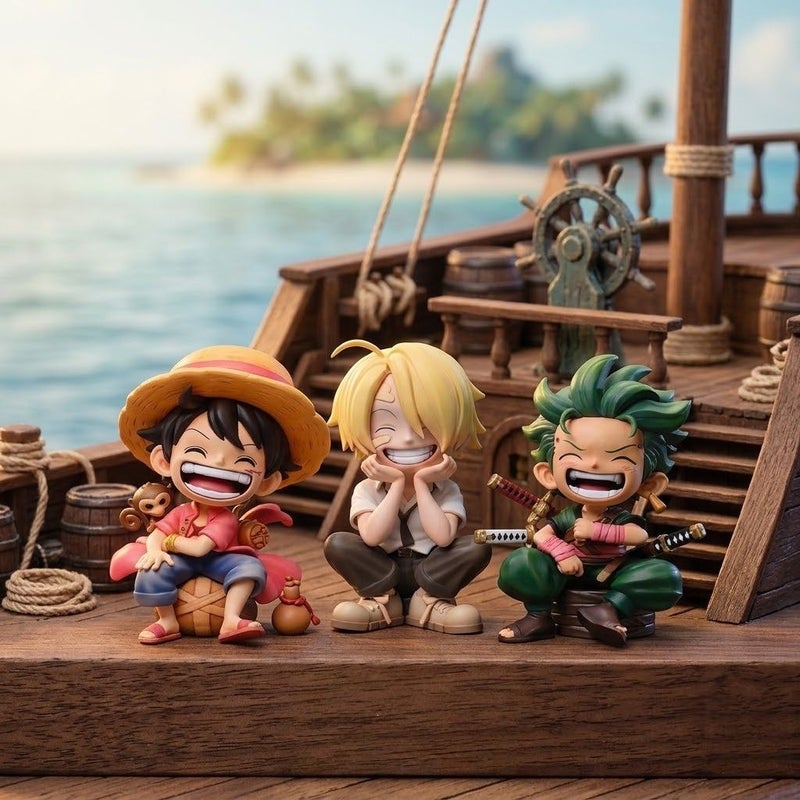 One Piece Chibi Luffy Zoro Sitting Action Figure PVC Toy Gift - Image 2