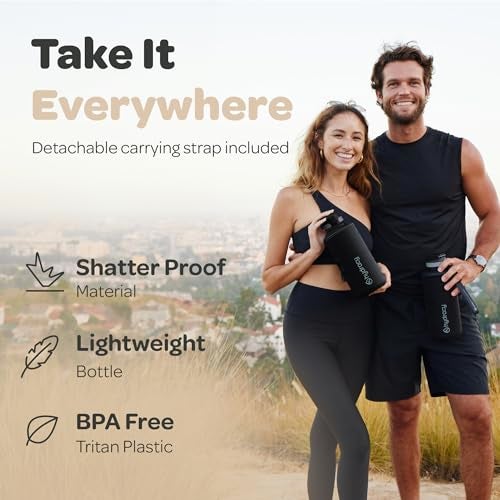Hydracy 2L Large Water Bottle, Shatterproof, BPA Free Tritan Plastic, Leakproof, Zero Condensation, With Detachable Carry Strap, Spillproof Lid, Convenient Silicon Spout, Ideal for Gym, Yoga - Image 3