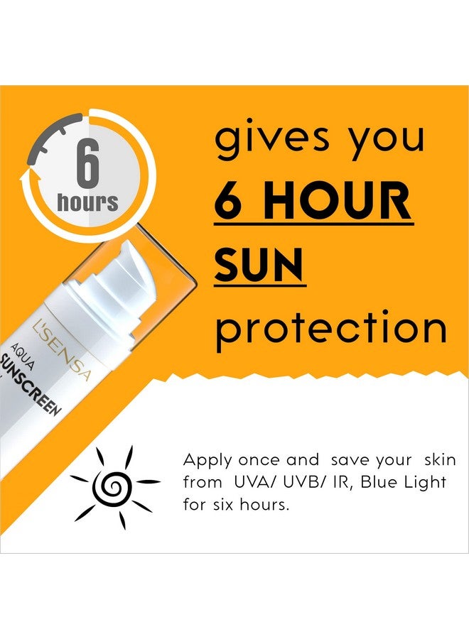 L'SENSA Sunscreen Spf 50 For Oily Skin, Anti-Tan, Waterproof Sun Cream, 1% Hyaluronic Aqua Gel, Free From Oxybenzone, For Oily, Combination & Ace Prone Skin, Make-Up Friendly For Women & Men, 50Gram  - Image 2